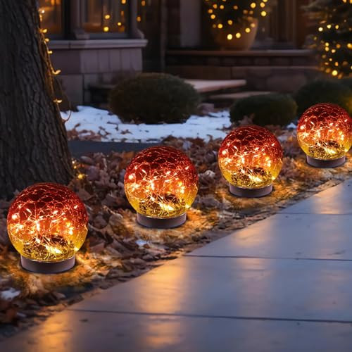 MLKNK Solar Globe Lights Outdoor Waterproof-Solar Balls-Solar Garden Lights-Orbs for Outside 4 Pack Cracked Glass Ball for Lawn Patio Yard Backyard Decorations | Amazon (US)