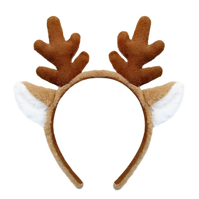 SIOTMERA Reindeer Antlers Headband Animal Ears Deer Antlers Headband Party Cosplay Reindeer Costu... | Amazon (US)