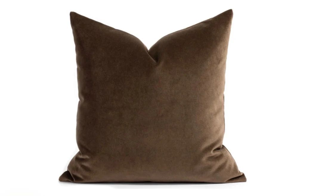 Truffle Velvet Pillow Cover Brown Pillow Cozy Pillow Neutral Home Decor Designer Throw Pillow Dec... | Etsy (US)