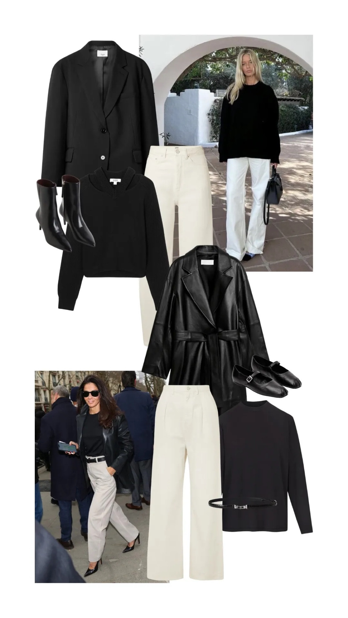 Outfit Idea for when you’re bored of denim | white trousers + a leather jacket 

Casual Outfit | lunch outfit | shopping outfit | pub outfit | brunch outfit | black leather jacket | black cashmere 

#LTKspring #LTKstyletip #LTKuk