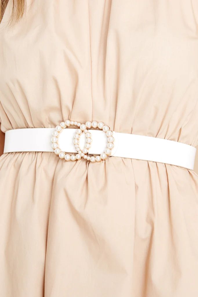 Sparkling Touch White Belt | Red Dress 