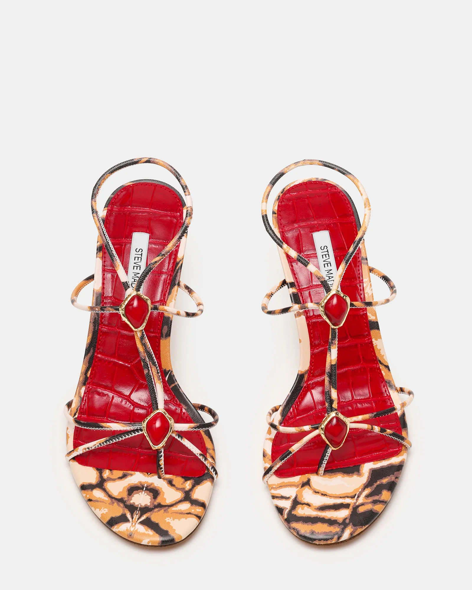 RAMOS-STONE RED/BROWN PRINT Strappy Stiletto Women's Heel | Steve Madden (US)