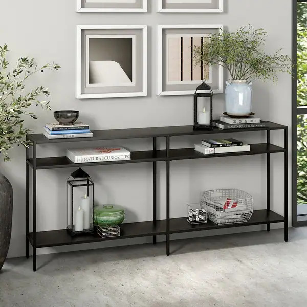 Sivil Console Table - 64" Blackened Bronze with Metal Shelves | Bed Bath & Beyond