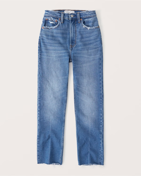 Women's Curve Love Ultra High Rise Ankle Straight Jeans | Women's Bottoms | Abercrombie.com | Abercrombie & Fitch (US)