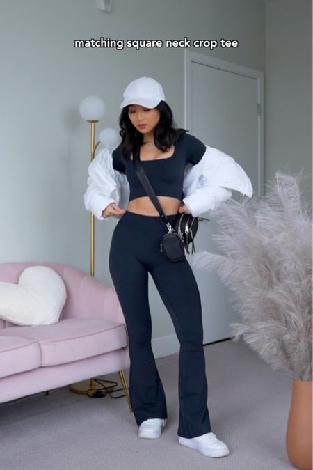 Black Square Neck Crop Tee + Flare Pants: RAYN, coming 2024 ⚡️
White Crop Puffer Jacket: size 4
White Nike Sneakers: true to size

Athleisure, workout outfit, gymwear, monochrome, black and white

#LTKitbag #LTKshoecrush #LTKfitness
