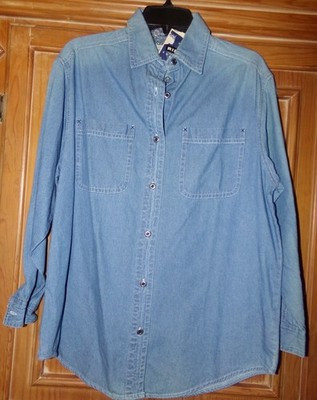 VINTAGE NWT RIDERS WOMENS SIZE S GENEROUS FIT DENIM BLUE JEAN SHIRT LONG SLEEVES | eBay US