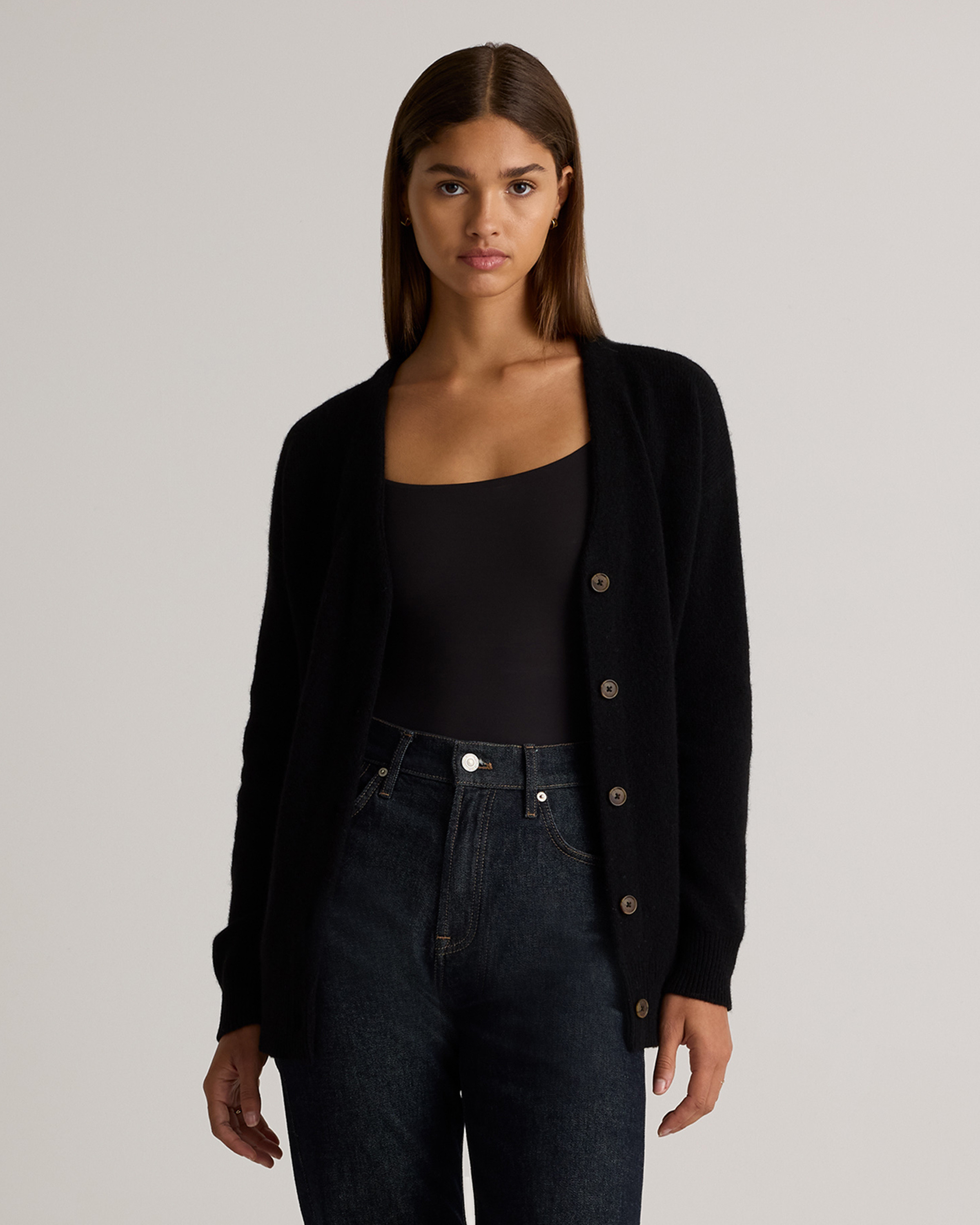 Quince | Women's 100% Yak Wool Relaxed Cardigan Sweater in Black, Size Large | Quince