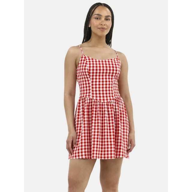 No Boundaries Seersucker Gingham Mini Dress, Women's - Walmart.com | Walmart (US)