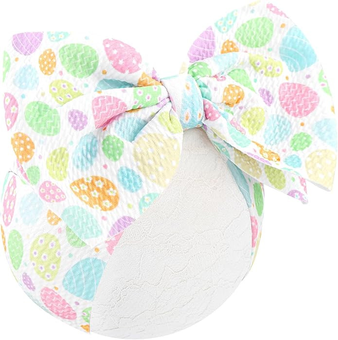 YanJie 7" Easter Baby Girl Bows Egg Headband Easter Hair Bows large Easter Baby Headband Toddler ... | Amazon (US)