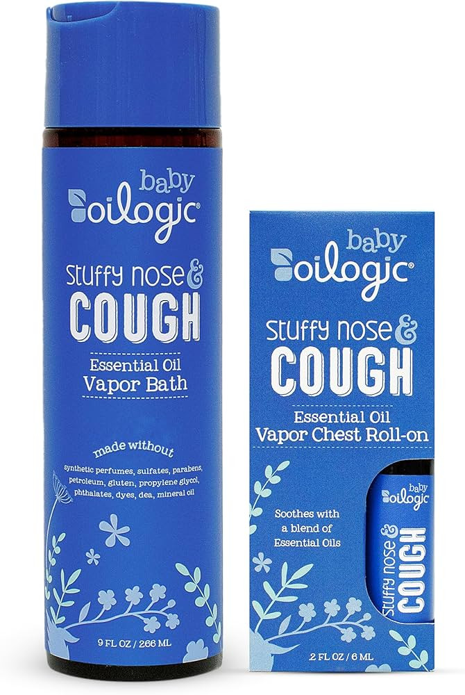 Oilogic Stuffy Nose & Cough Vapor Bath & Roll-On Essential Oil for Babies & Toddlers - Gentle Bab... | Amazon (US)