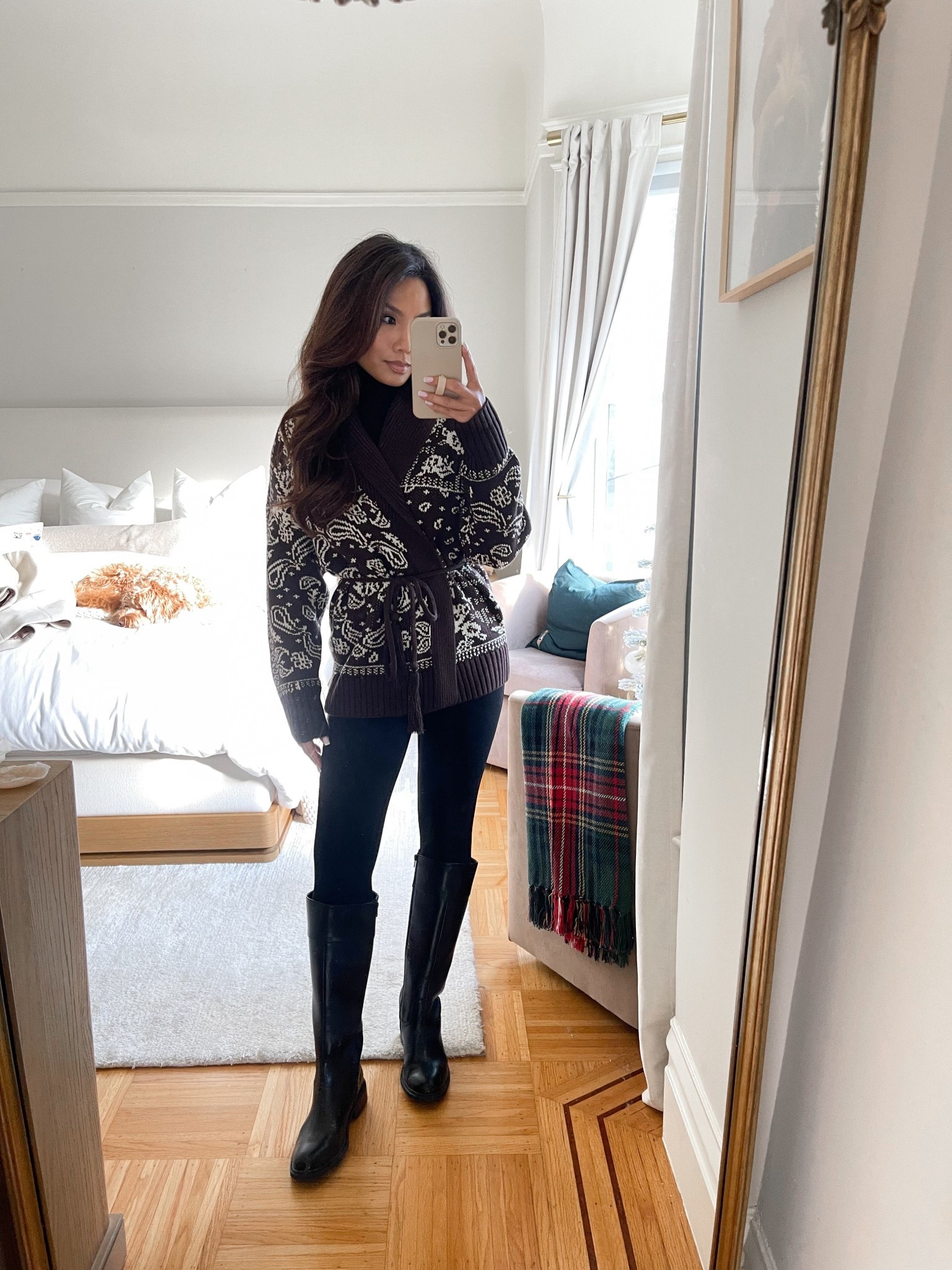 These riding boots are on sale for $109.50 and you can use code GIFTBOX for an extra 15% off!

Sizing: 
Cardigan - tts, xs
Turtleneck - tts, xs
Leggings - tts, xs
Boots - sized up 1/2 size 

#LTKSaleAlert #LTKFindsUnder100 #LTKPetite