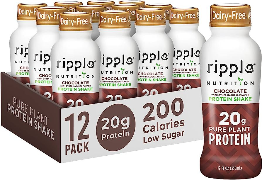 Ripple Vegan Protein Shake | Chocolate | 20g Nutritious Plant Based Pea Protein | Shelf Stable | ... | Amazon (US)