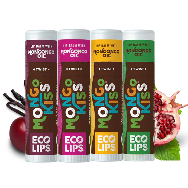 Mongo Kiss® Organic Lip Balm, 4 Pack Variety [Peppermint, Black Cherry, Pomegranate, Vanilla Hon... | Eco Lips