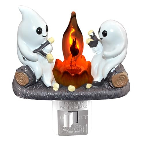 Abscalar Halloween Ghost Campfire Flickering NightLight,Cute Swivel Plug-in Figurine Lamp for Holiday Decor, Indoor. Campfire Night Light with Flicker Bulb,Figurine Light | Amazon (US)