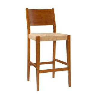 Linon Home Decor Marlene 29 in. Seat Height Brown Full back wood frame Barstool Rope Seat (Set of... | The Home Depot
