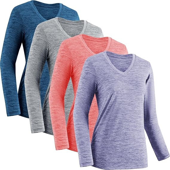 Moisture Wicking Shirts for Women Quick Dry Athletic Running Long Sleeve T Shirts Womens V Neck W... | Amazon (US)