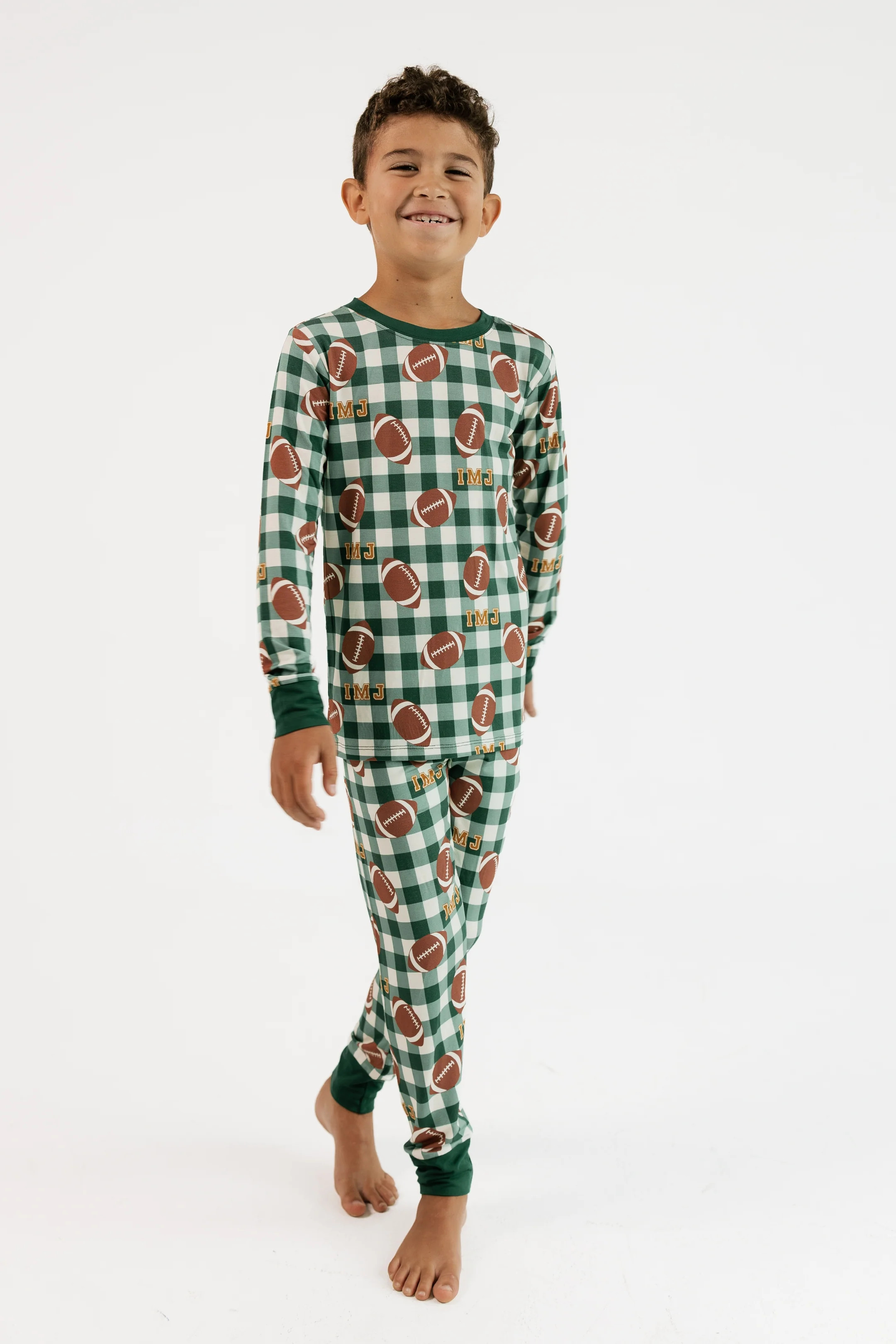 Game Day Gingham Two Piece Set | Bamboo Kids Pajamas | In My Jammers | In My Jammers