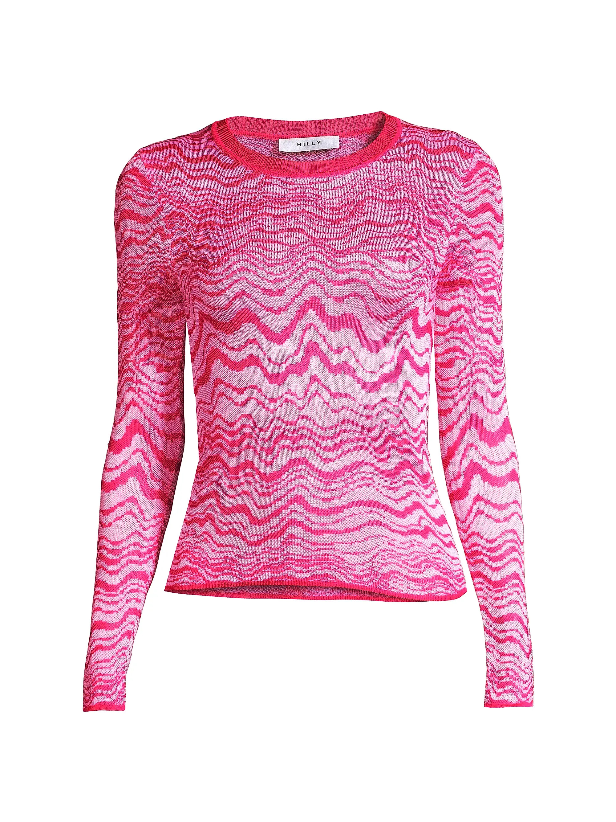Wavy Jacquard Crewneck Sweater | Saks Fifth Avenue