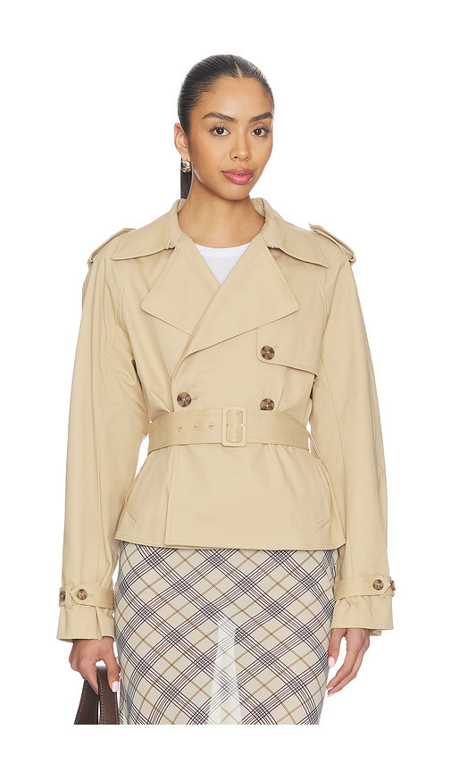 Good American Cropped Trench Jacket in Beige. Taglia M. Also in L, XXL. | Revolve Clothing (Global)