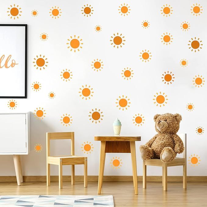 66 Pieces Sun Wall Decals Sunshine Boho Wall Art Decal Nursery Bedroom Decorations Wall Decor Sti... | Amazon (US)