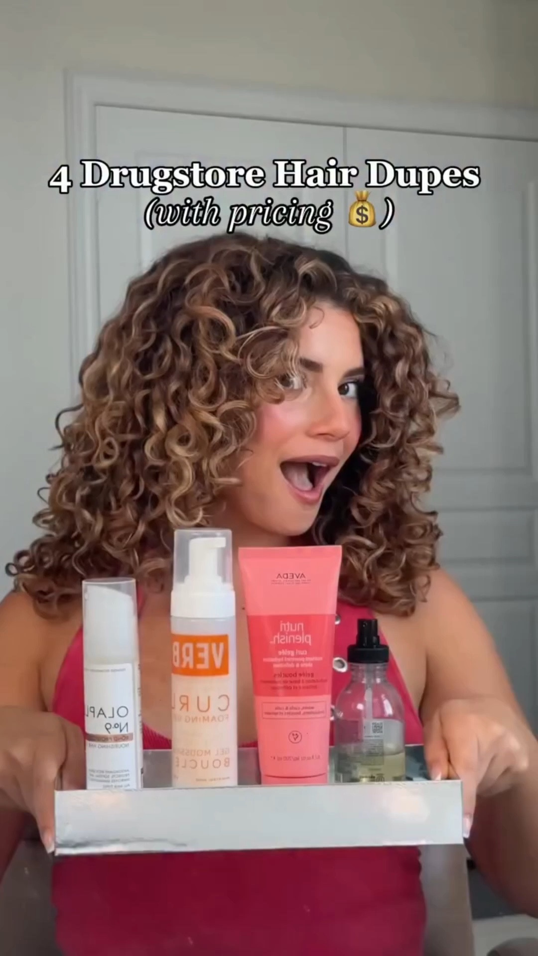 testing @manesbymell s affordable dupes for these popular high end curly hair products! Links to all of them are on my Amazon storefront in bio🫶🏼 let me know which side you prefer!