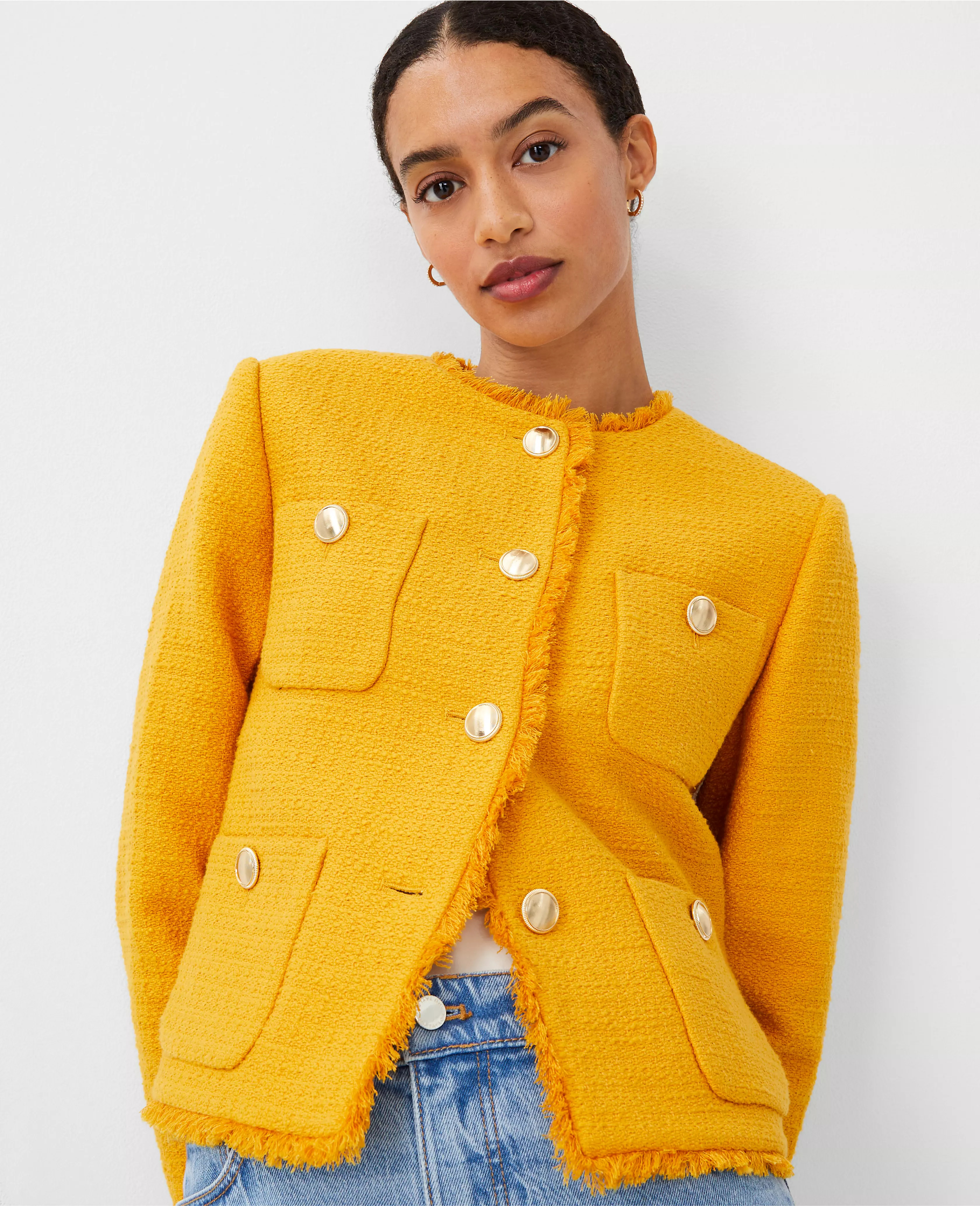 The Short Patch Pocket Jacket in Fringe Tweed | Ann Taylor (US)