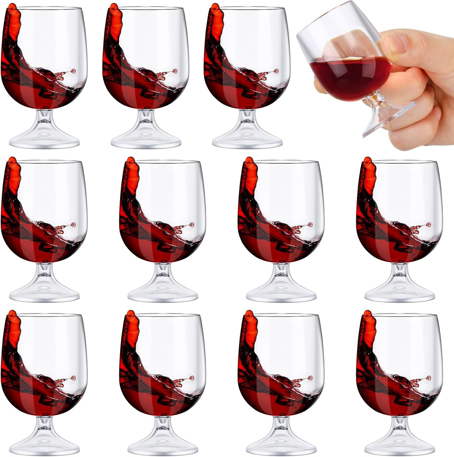 Roshtia 12 Pcs Mini Shot Glasses 1.75 oz Small Brandy Snifters Clear Reusable Plastic Cute Cognac... | Amazon (US)