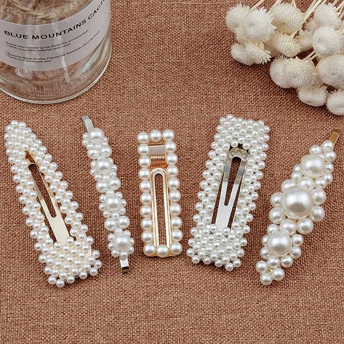 Warmfits Pearl Hair Clips 5pcs Elegant Hair Pins Barrettes | Amazon (US)