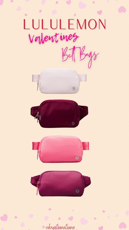 Lululemon Belt Bags 💕 Valentines Colors!








Lululemon, Lululemon Belt Bags, Comfy Style, Fashion, Fashion Style

#LTKMostLoved #LTKSeasonal #LTKGiftGuide