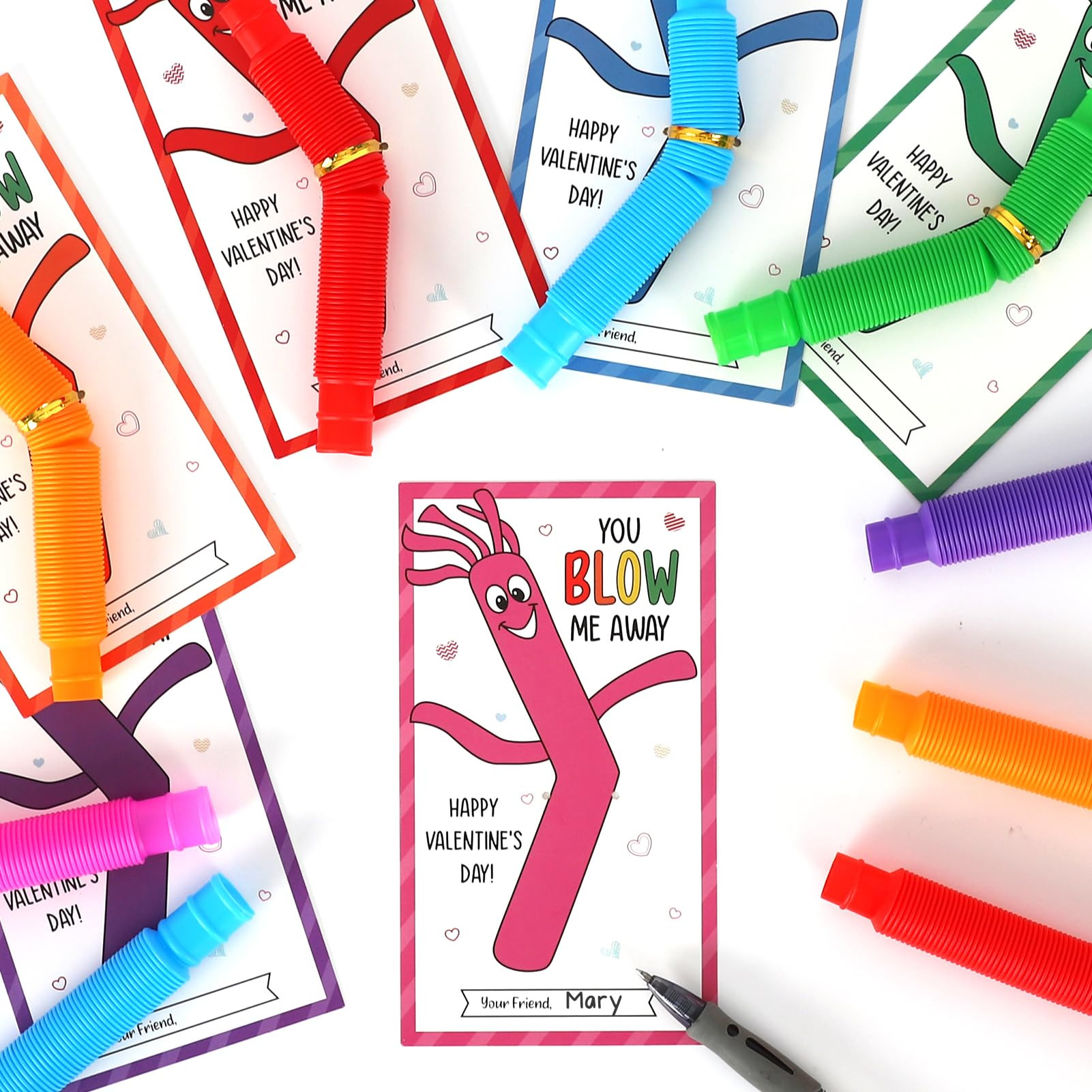 DAZONGE Valentines Day Gifts for Kids, 24 Pack Valentines Day Cards with Fidget Pop Tubes, Classr... | Amazon (US)