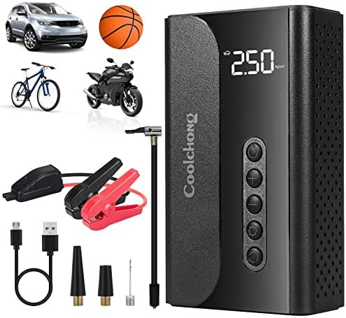 Jump Starter with Air Compressor, 10400mAh Portable Car Battery Charger & 150PSI Tire Inflator, LCD  | Amazon (US)