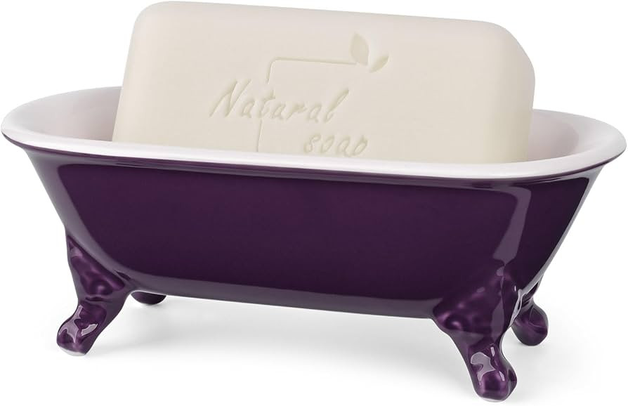 6.5" Ceramic Mini Decorative Clawfoot Bathtub Bar Soap Dish, Kitchen Sponge Holder and Shower Tra... | Amazon (US)