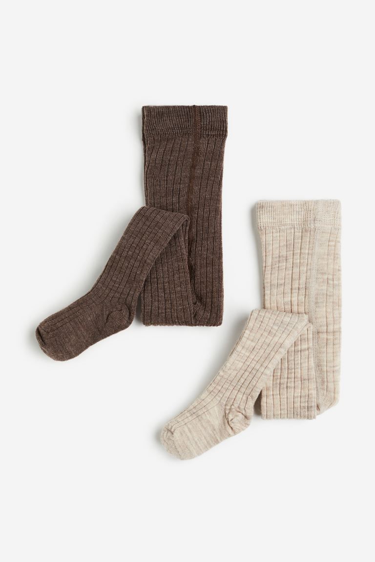 2-pack Wool-blend Tights - Beige/brown - Kids | H&M US | H&M (US + CA)