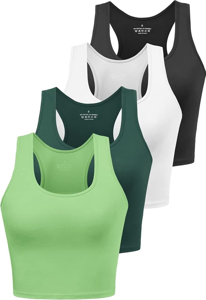 Cotton Workout Crop Tank Top for Women Racerback Yoga Tank Tops Athletic Sports Shirts Exercise U... | Amazon (US)