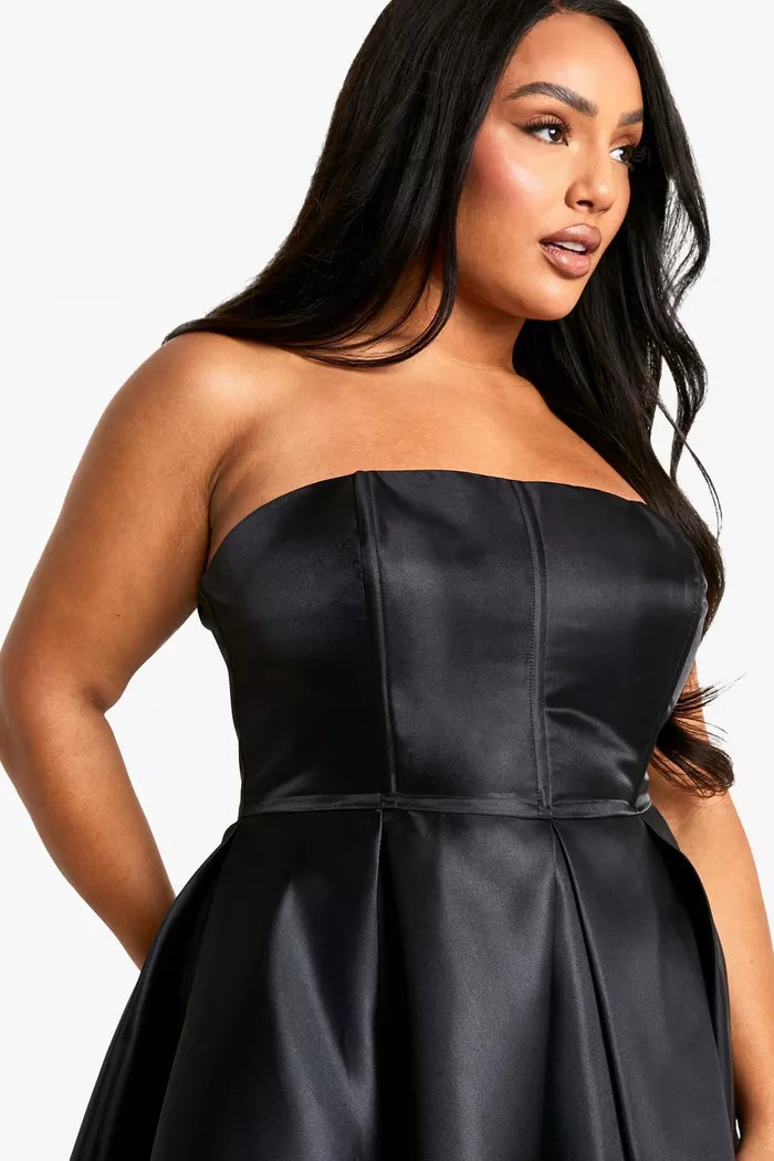 Plus Bandeau Pleated Skater Dress | boohoo (US & Canada)