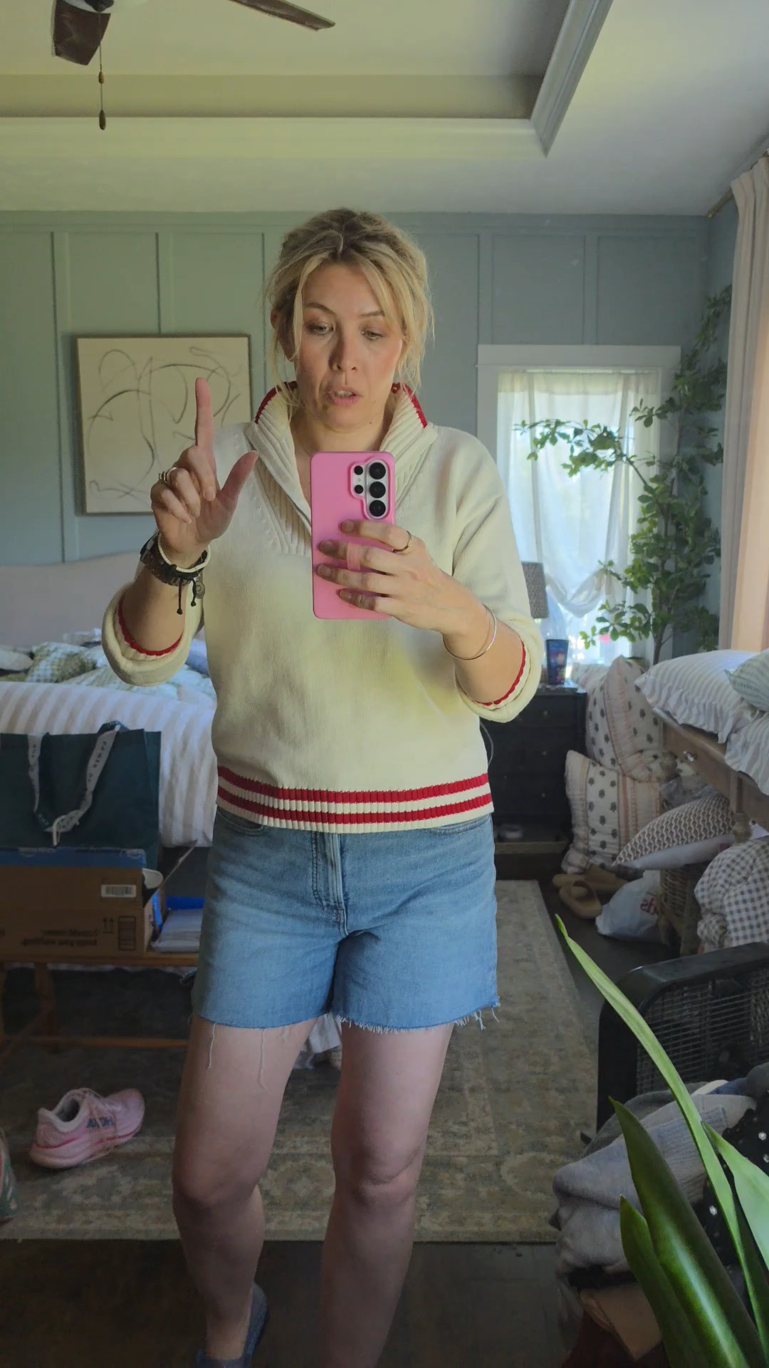 Cute Americana sweater for the 4th of July! I'm in a medium.  Shorts are a 29

#LTKSeasonal #LTKOver40 #LTKootd