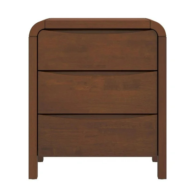 Arton Mid Century Solid Wood Walnut Nightstand Bed Side Tables with 3 Drawers | Walmart (US)