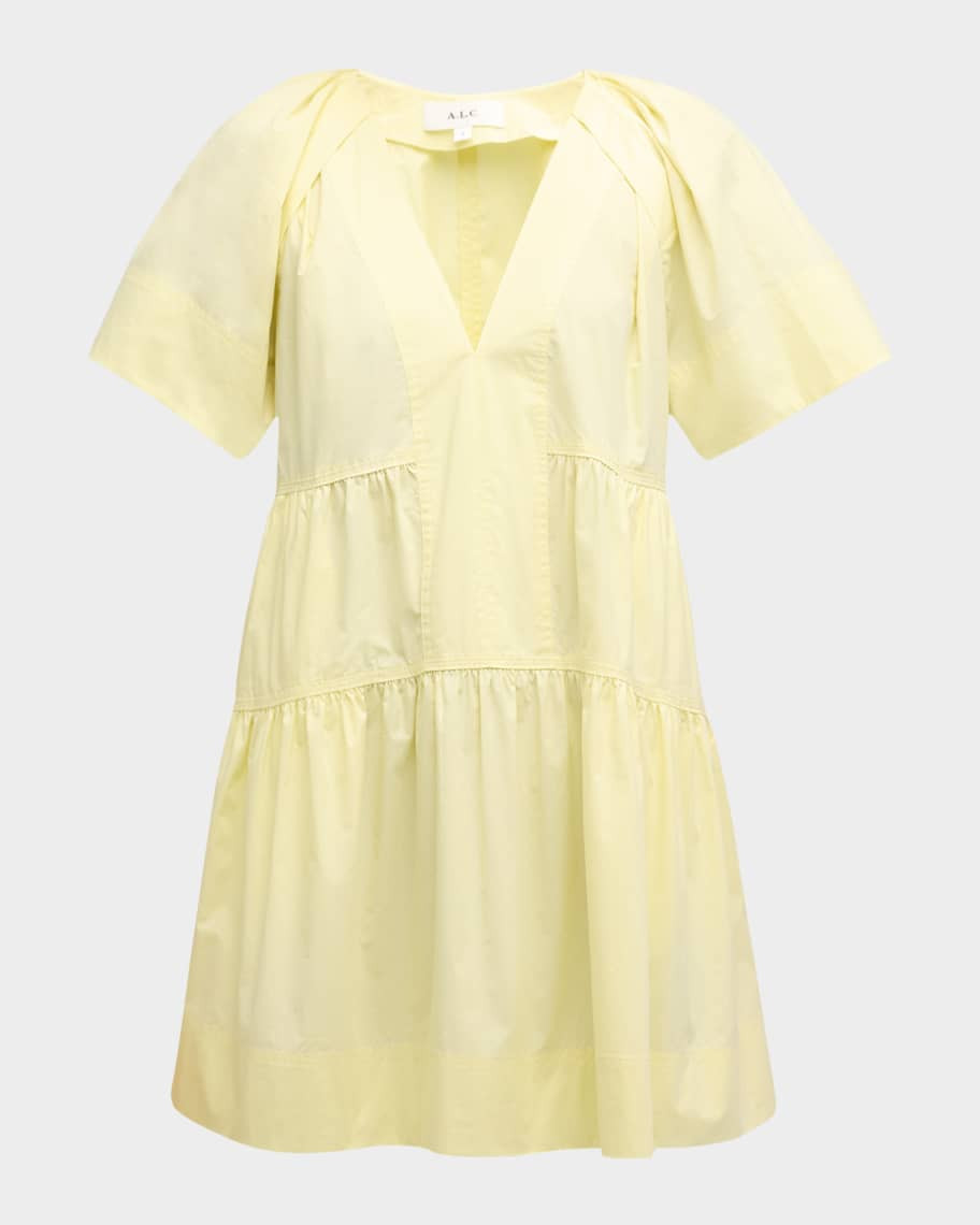 A.L.C. Camila Short-Oversized Sleeve Tiered Mini Dress | Neiman Marcus