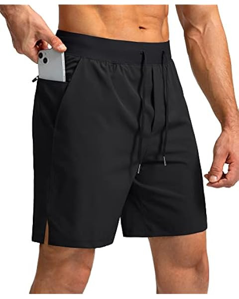 CRZ YOGA Men's Linerless Workout Shorts - 7'' Quick Dry Running Sports Athletic Gym Shorts with P... | Amazon (US)