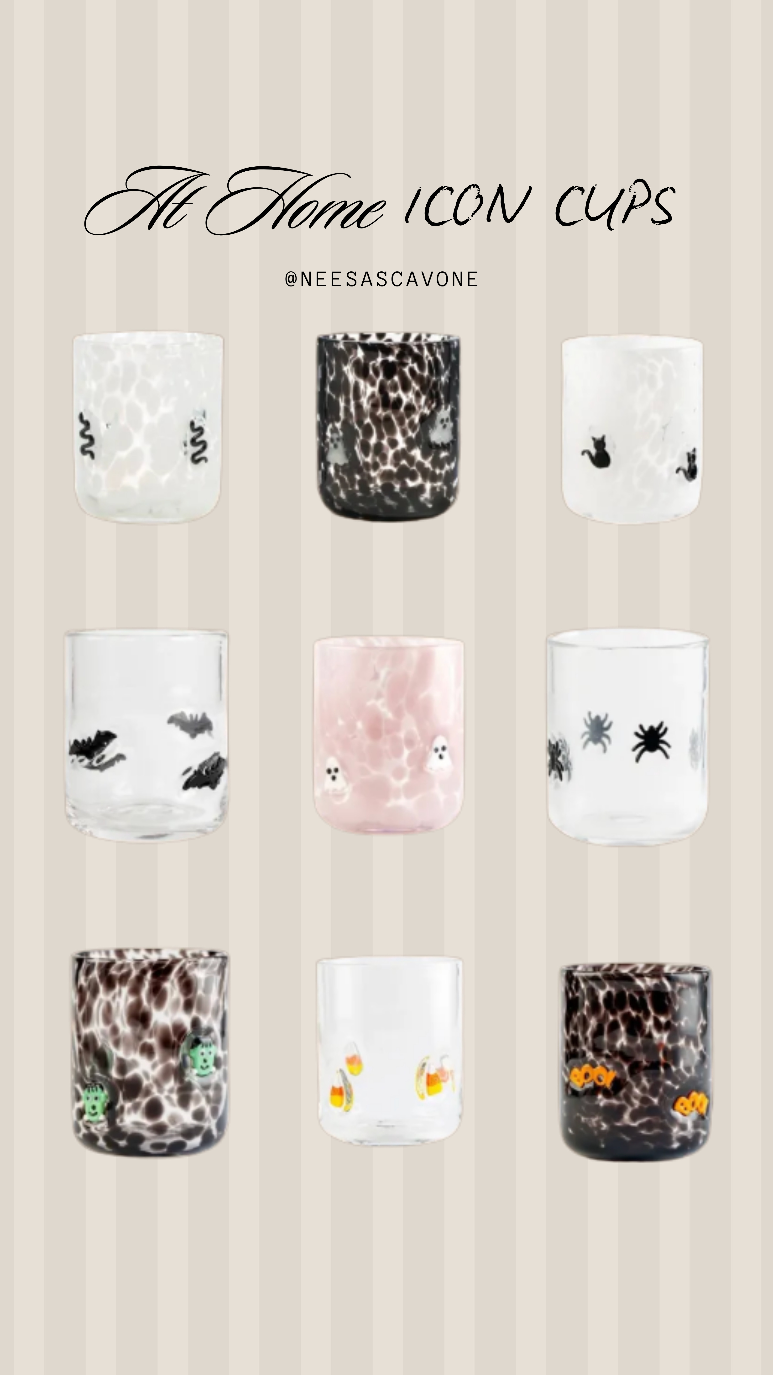 The cutest Halloween glass cups from At Home 👻🖤 Ghosts, black cats, bats, spiders, and candy corn—such a fun addition to your fall coffee bar! Loving the pink ghost cup and tortoiseshell designs for iced coffee, Halloween party drinks, and spooky season entertaining. 🎃 Tap to shop your favorite Halloween glassware!

#LTKHome #LTKSeasonal #LTKFinds #HalloweenGlassware #HalloweenCups #AtHomeFinds #HalloweenDecor #FallHomeDecor #CoffeeBarStyling #HalloweenPartyIdeas #GhostCup #SpookySeason 

 #LTKSeasonal #LTKHome #LTKSaleAlert