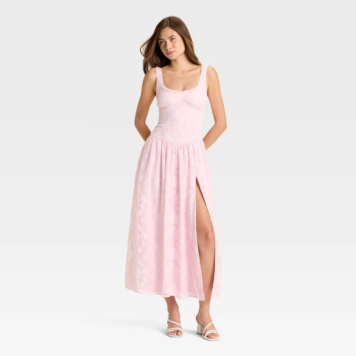 Women's Jacquard Tulle Trim Maxi A-Line Dress - Wild Fable™ | Target