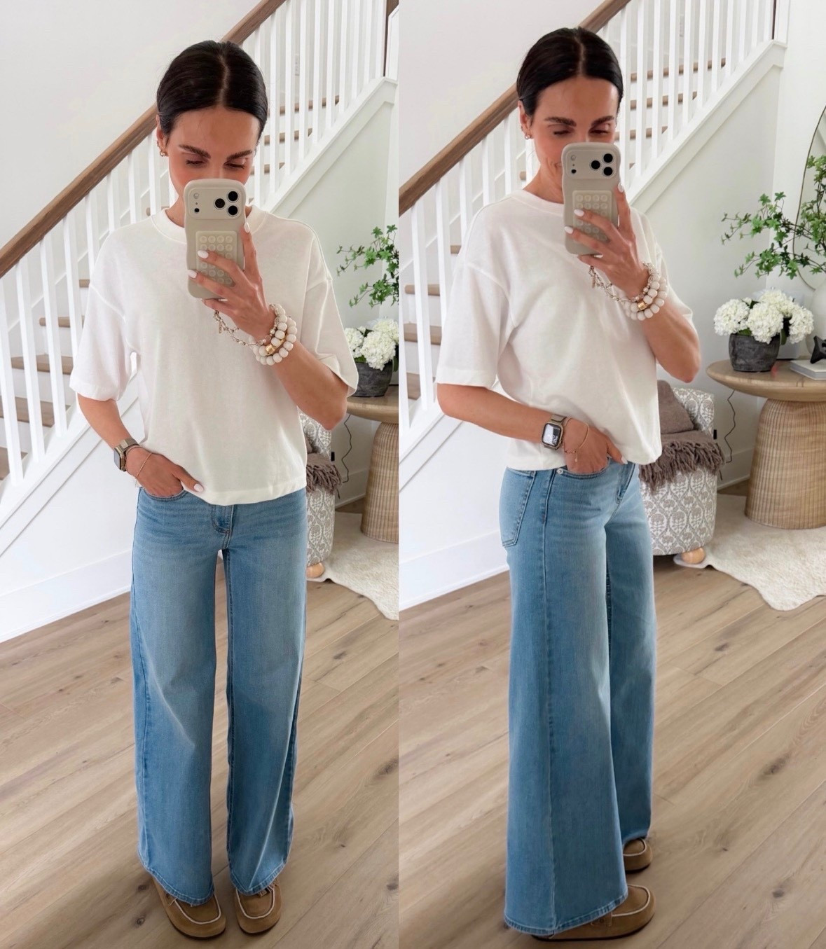These wide leg jeans are one of my favorite fits right now, so flattering and elongating. Paired with a simple tee for an easy, everyday look that still feels put together.

wide leg jeans, casual outfit, everyday style, basic tee outfit, flattering denim, spring outfit, annabrstyle

#LTKOver40 #LTKootd #LTKSeasonal