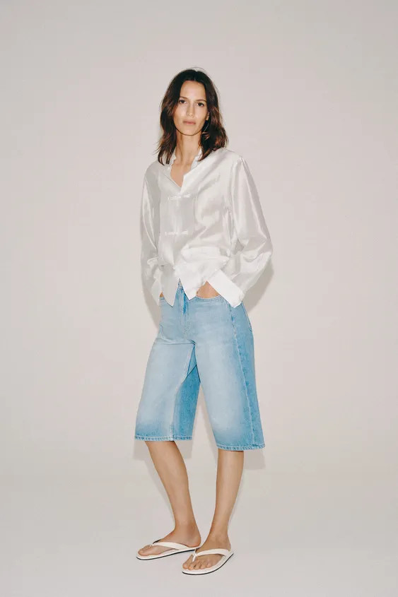 BERMUDA EN JEAN TAILLE MOYENNE ZW COLLECTION | Zara FR