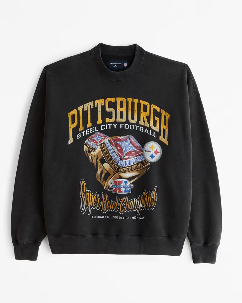 Abercrombie & Fitch Men's Pittsburgh Steelers Graphic Crew Sweatshirt in Black - Size XXXL | Abercrombie & Fitch (US)