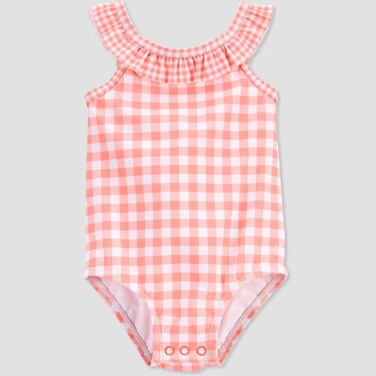 Carter's Just One You® Baby Girls' Gingham Checkered One Piece Swimsuit - Pink | Target
