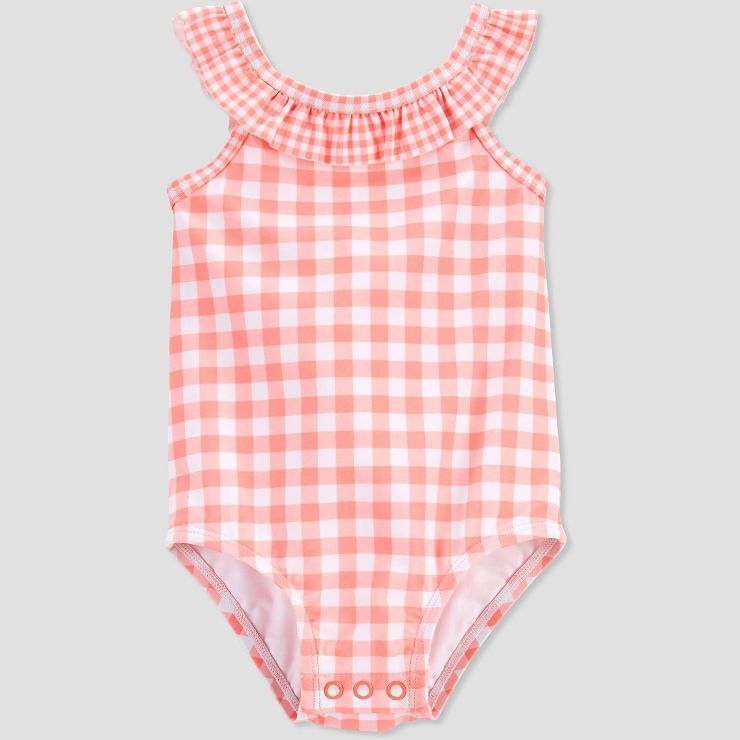 Carter's Just One You® Baby Girls' Gingham Checkered One Piece Swimsuit - Pink | Target