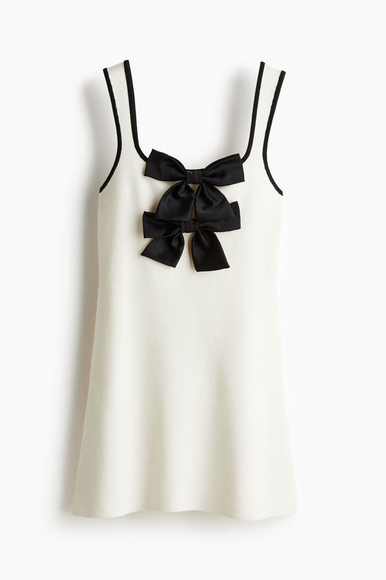H & M - Mini Dress with Bows - White | H&M (US + CA)
