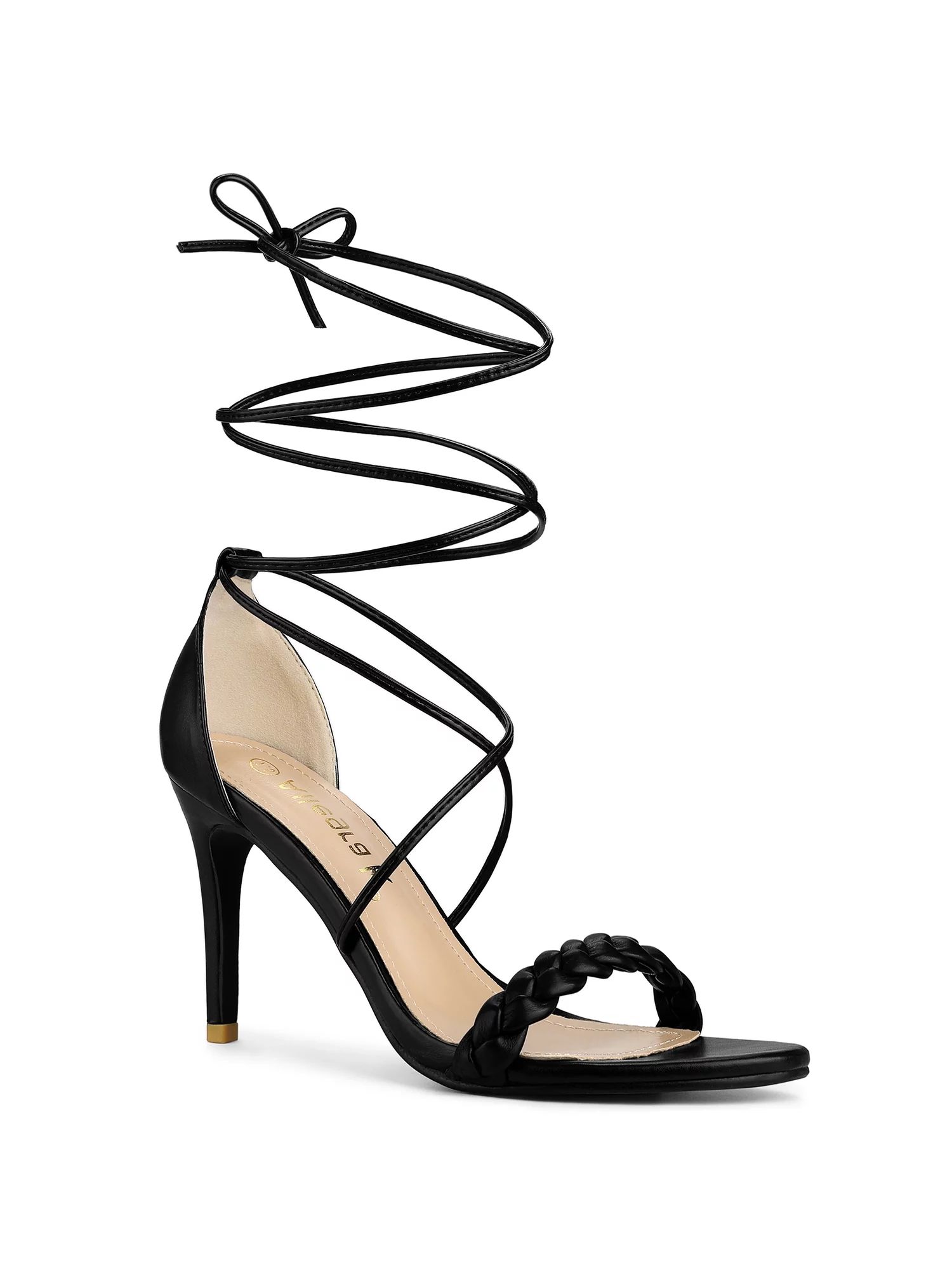 Unique Bargains Women's Stiletto High Heels Lace Up Strappy  Holiday Heel Sandals | Walmart (US)