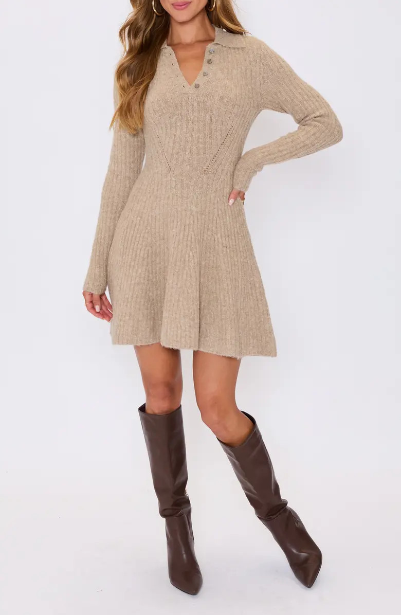 Ember Long Sleeve Fit & Flare Sweater Minidress | Nordstrom