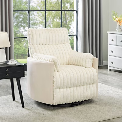 Roundhill Furniture Bocaton Wide Wale Corduroy Upholstery Manual Recliner White | Target